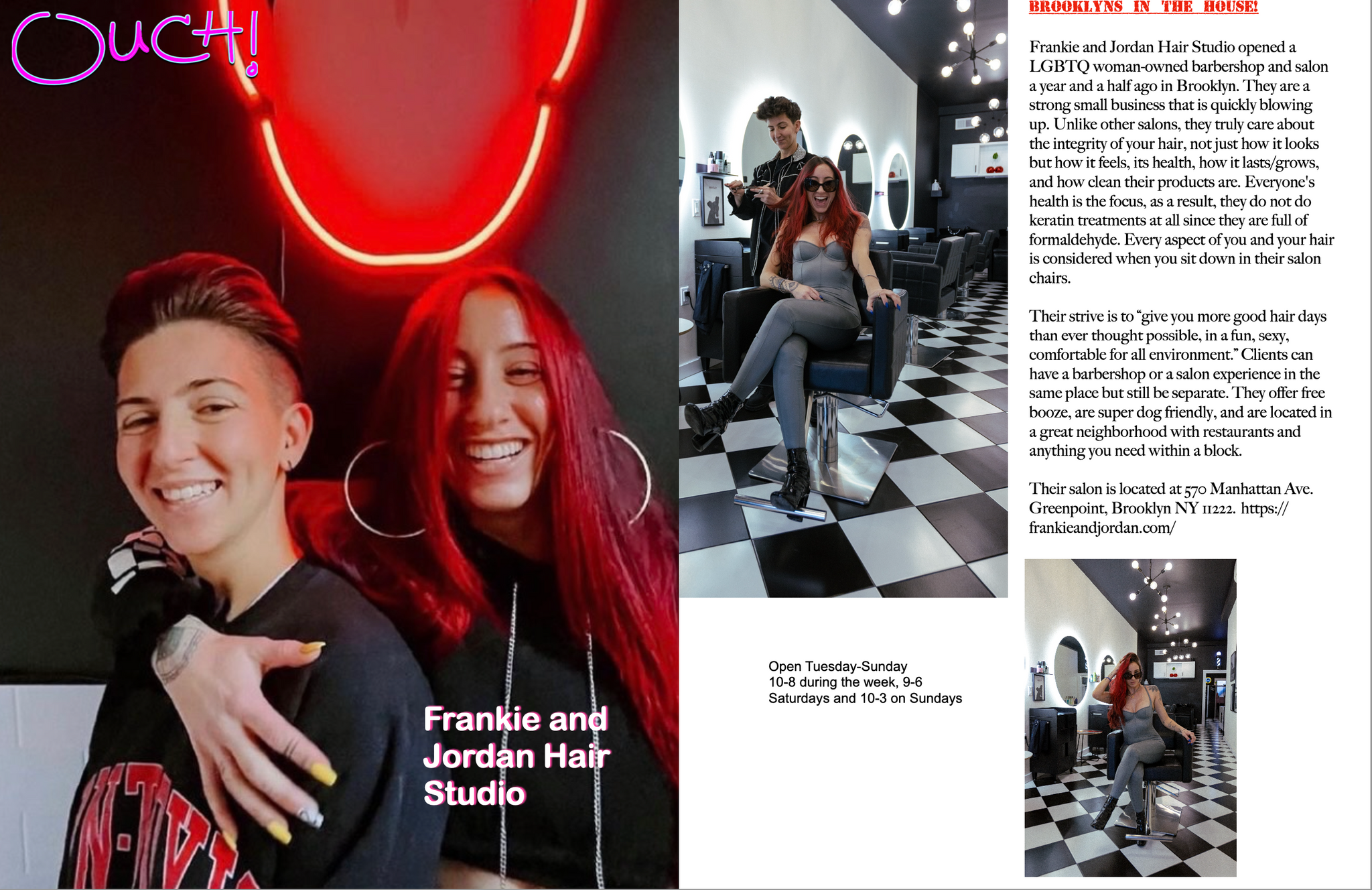 Frankie and Jordan Hair Studio x ouch magazine