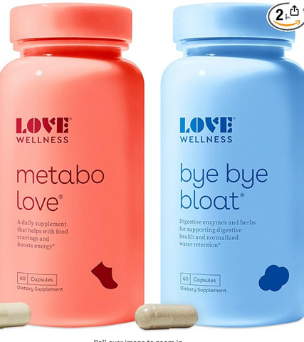 Love Wellness Boost & Reduce Bundle, Bye Bye Bloat & Metabolove | Metabolism Booster Supplement for Women