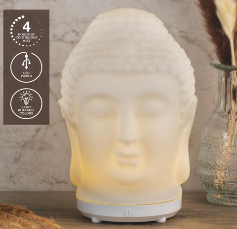 SpaRoom Glass Buddha Essential Oil Ultrasonic Aromatherapy Diffuser