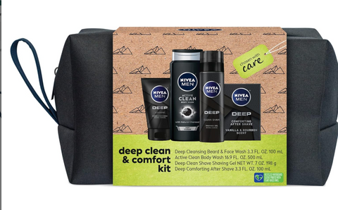 Nivea Men Clean Deep Skin Care Collection For Men, 4 Piece Gift Set