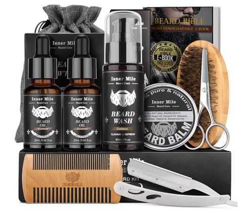 Isner Mile Beard Kit for Men, Grooming & Trimming Tool Complete Set