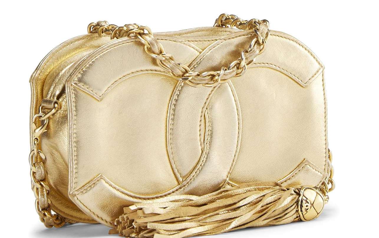 Chanel, Pre-Loved Gold Lambskin CC Oval Bag Mini, Gold