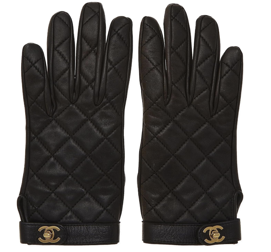 Chanel, Pre-Loved Black Lambskin Gloves, Black