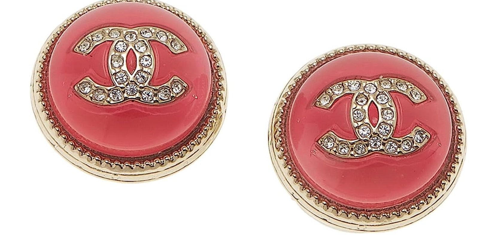 Chanel, Pre-Loved Pink Acrylic & Crystal 'CC' Earrings, Pink