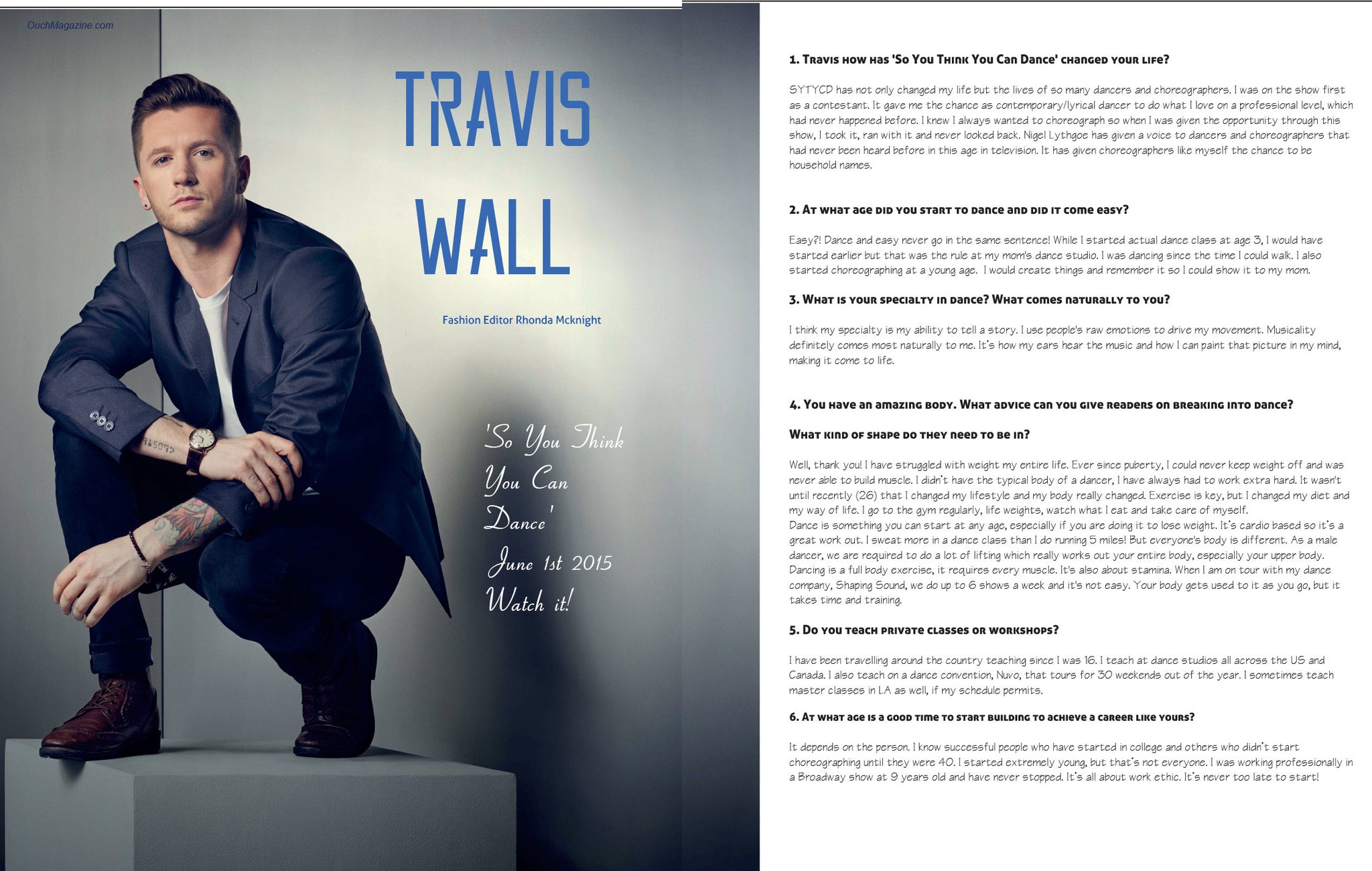 SYTYCD Travis Wall x Ouch Magazine