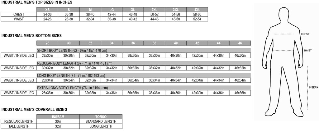 mens pants size chart