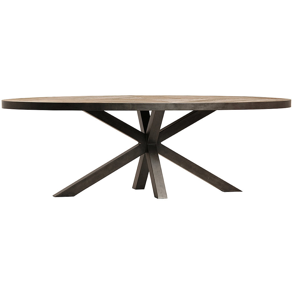 Flemming Massive 94" Oval Dining Table with Black Starburst Base & Pine Top Hollywood