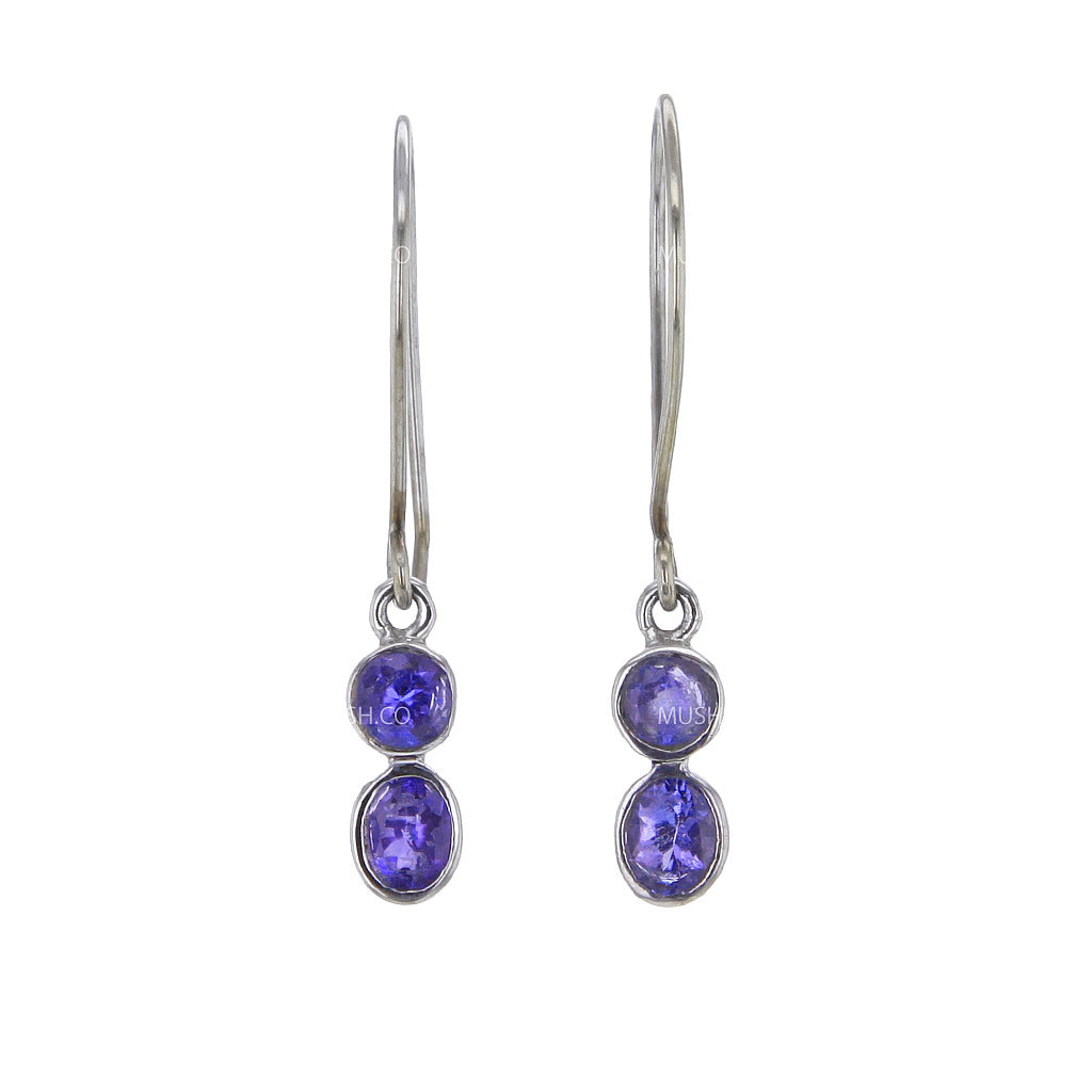 Tanzanite Earrings in Dangling Sterling Silver Setting Hollywood