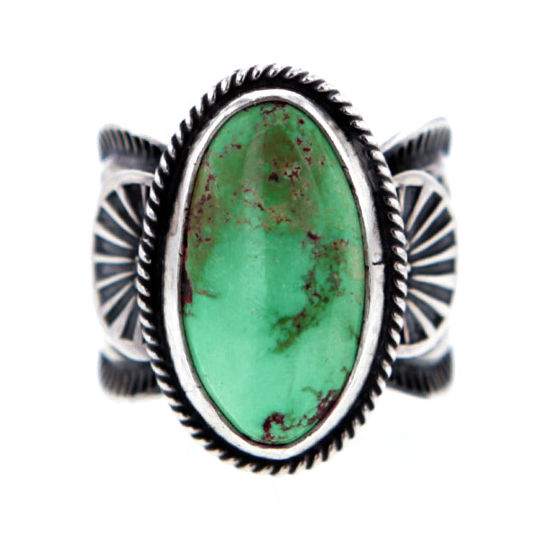 Navajo Sterling Silver Ring with Royston Turquoise by Sunshine Reeves size 9 Hollywood