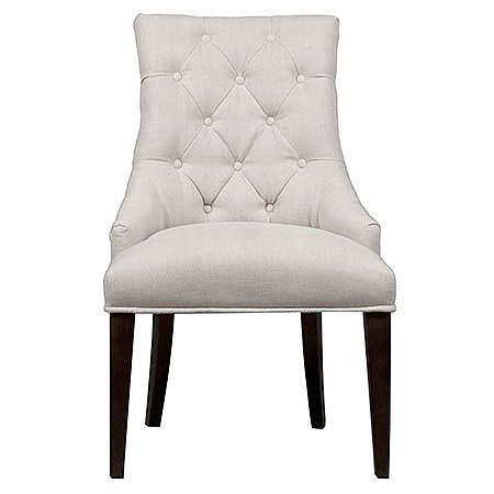 Seventy Four Tufted Side Chair in Oatmeal Linen Damask Hollywood