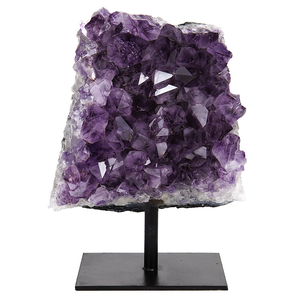 Raw Amethyst Druzy Geode Sculpture on Stand Hollywood