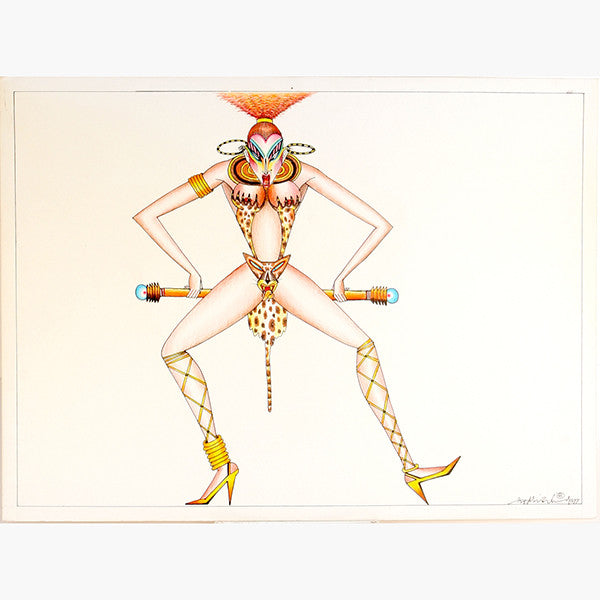 Female Dancer Original Drawing by Bodhi Wind Hollywood