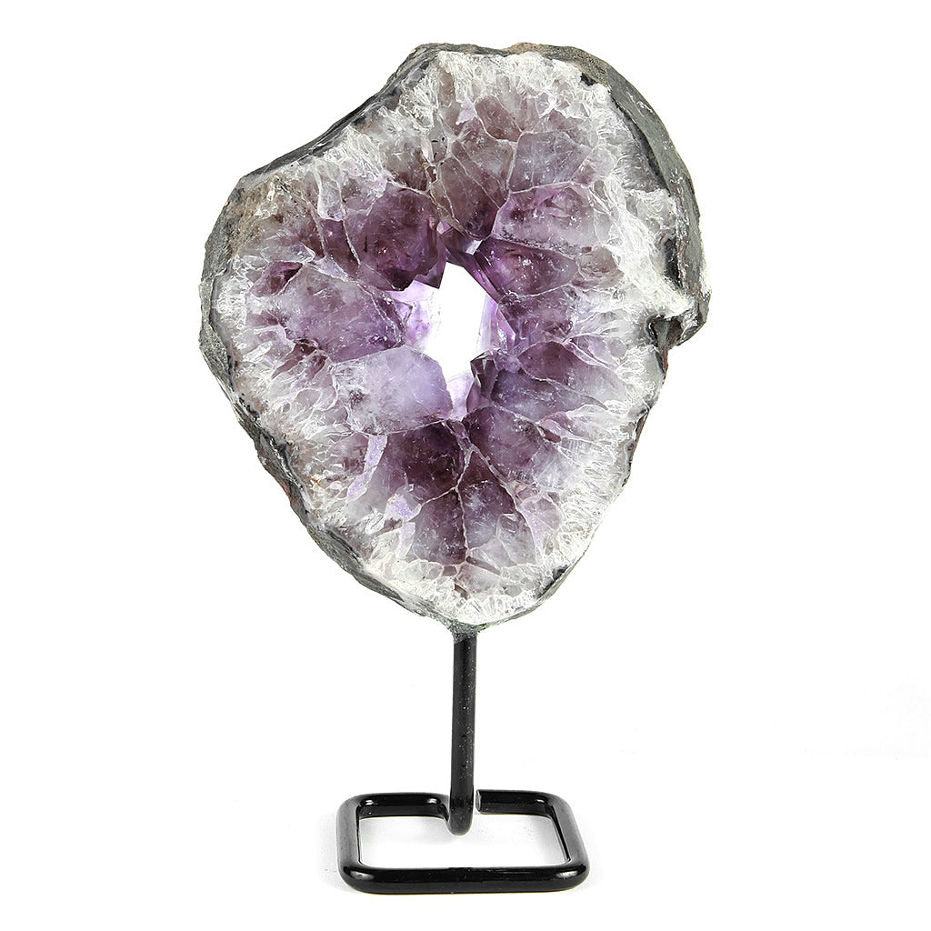 Amethyst Druzy Geode Ring Slice on Stand v2 Hollywood