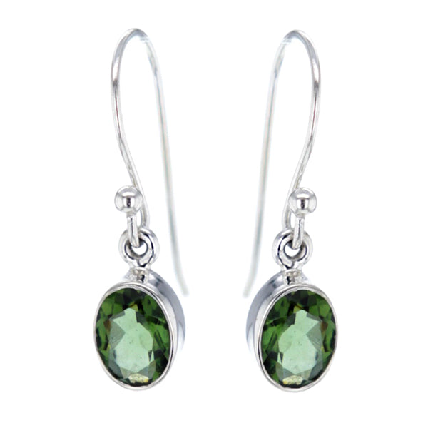 Venus Faceted Moldavite and Sterling Silver Earrings Hollywood