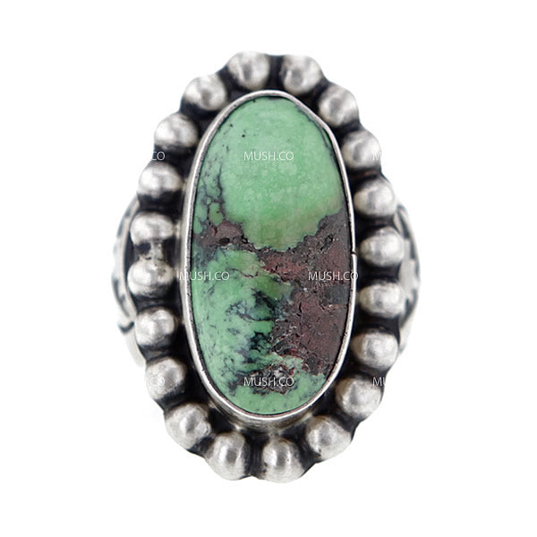 Ornate Navajo Turquoise Sterling Silver Ring by Paul Livingston Hollywood