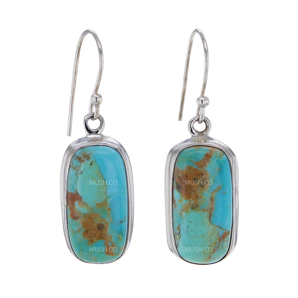 Royston Turquoise Set in Sterling Silver Earrings Hollywood