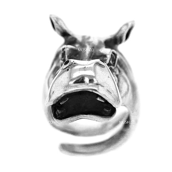 Happy Hippo Sculpted Sterling Silver Adjustable Ring Hollywood