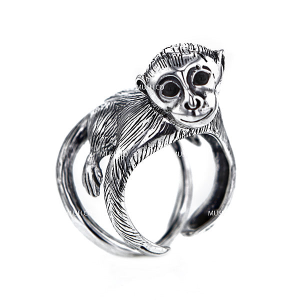 Cheeky Monkey Sterling Silver Adjustable Ring Hollywood