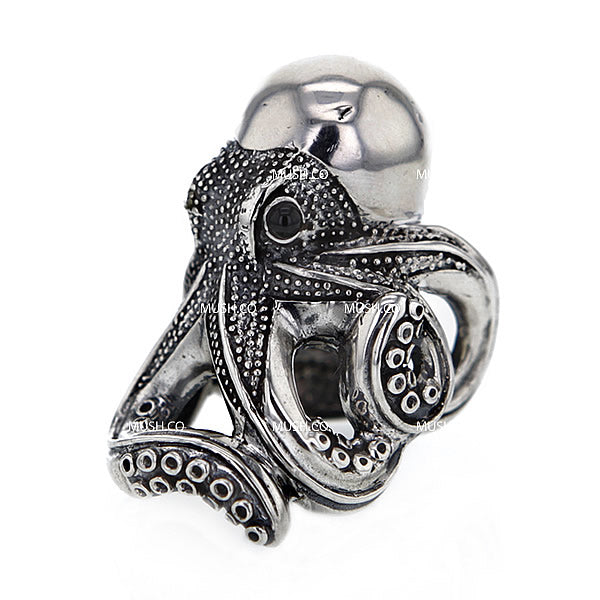 Large Octopus Sterling Silver Ajustable Ring Hollywood