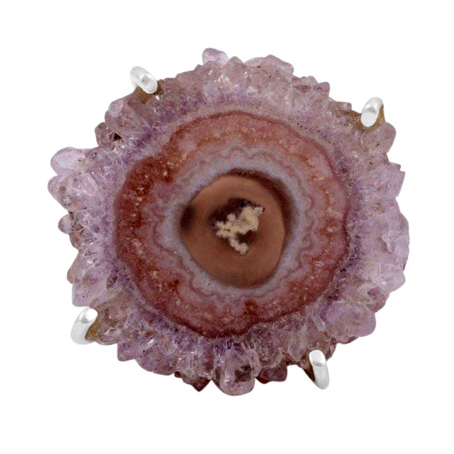 Sandy Purple Colored Stalactite and Sterling Silver Ring Hollywood