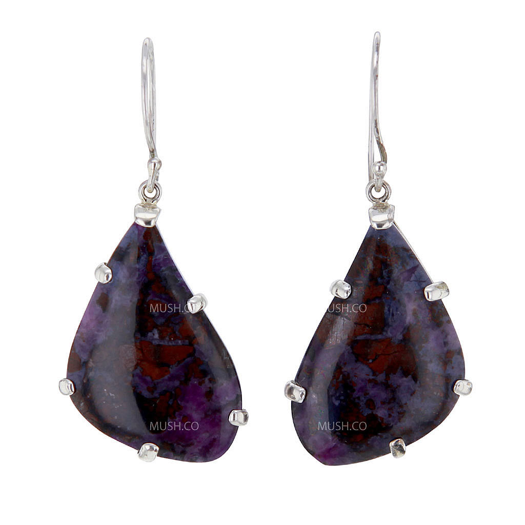 Natural Sugilite Sterling Silver Earrings Hollywood