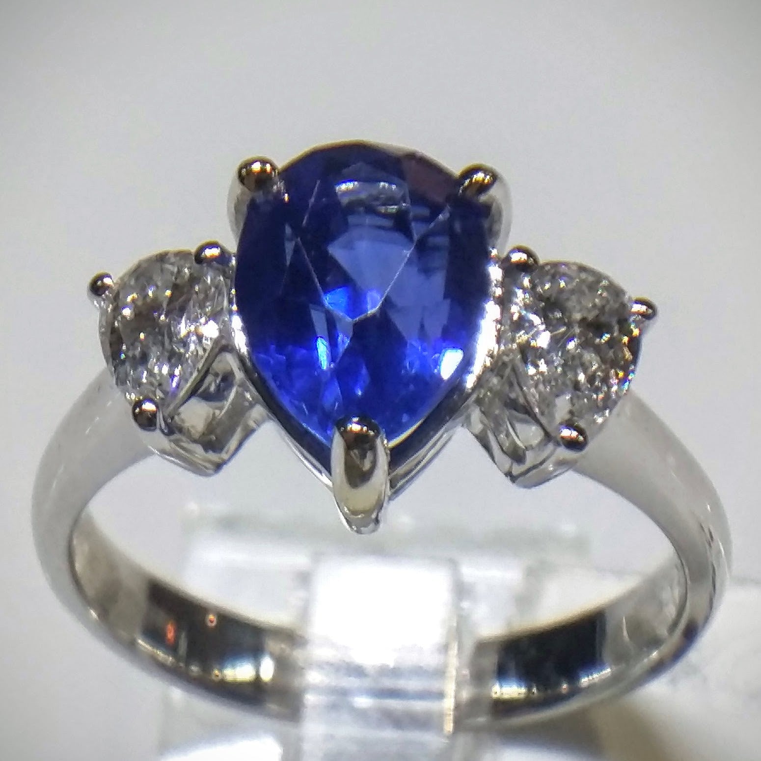 Natural Sapphire and Diamond White Gold Ring by Kupfer Design