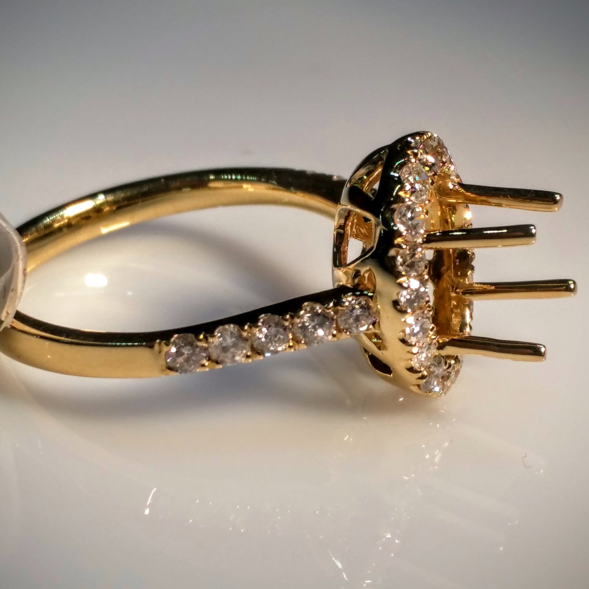 "Halo" Engagement Ring in 18kt Yellow Gold by Emily. K  (Mounting Only)
