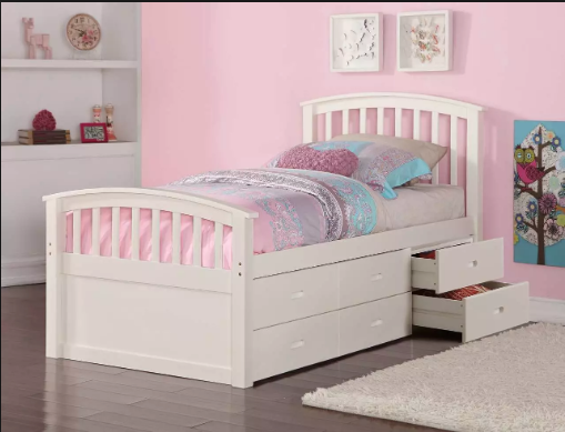 captains bed twin white