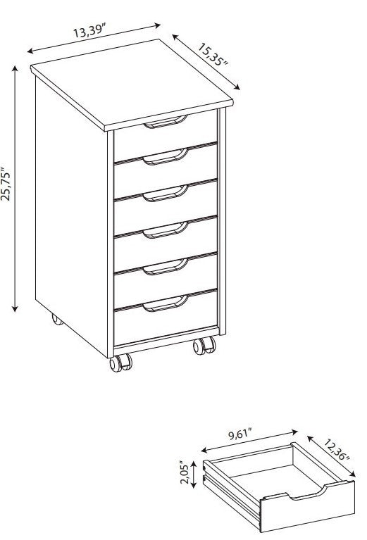 Large White 8-Drawer Storage Rolling Cart – Community Furnishings