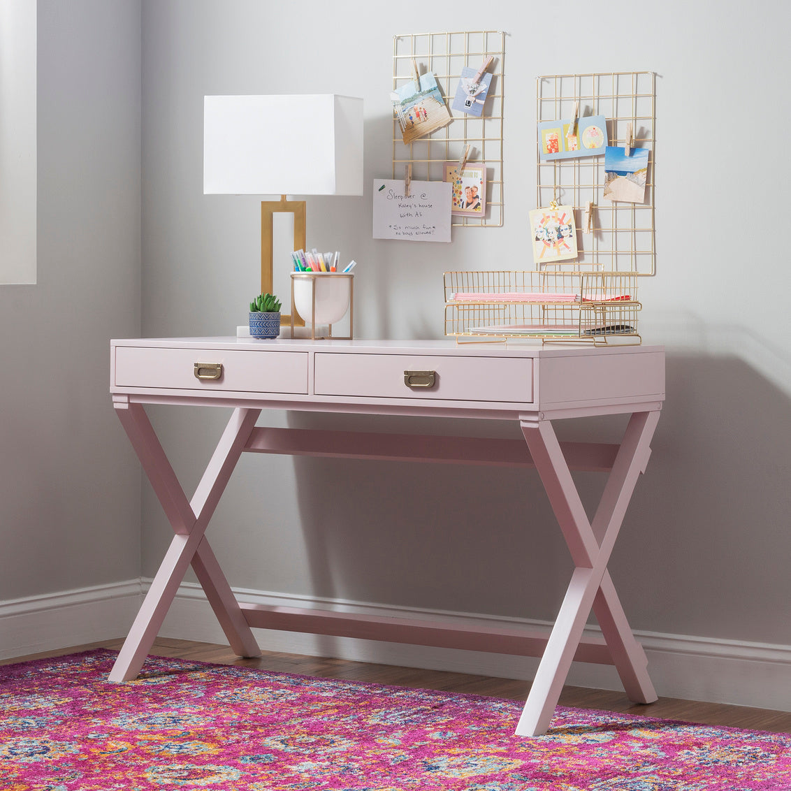 pink secretary desk