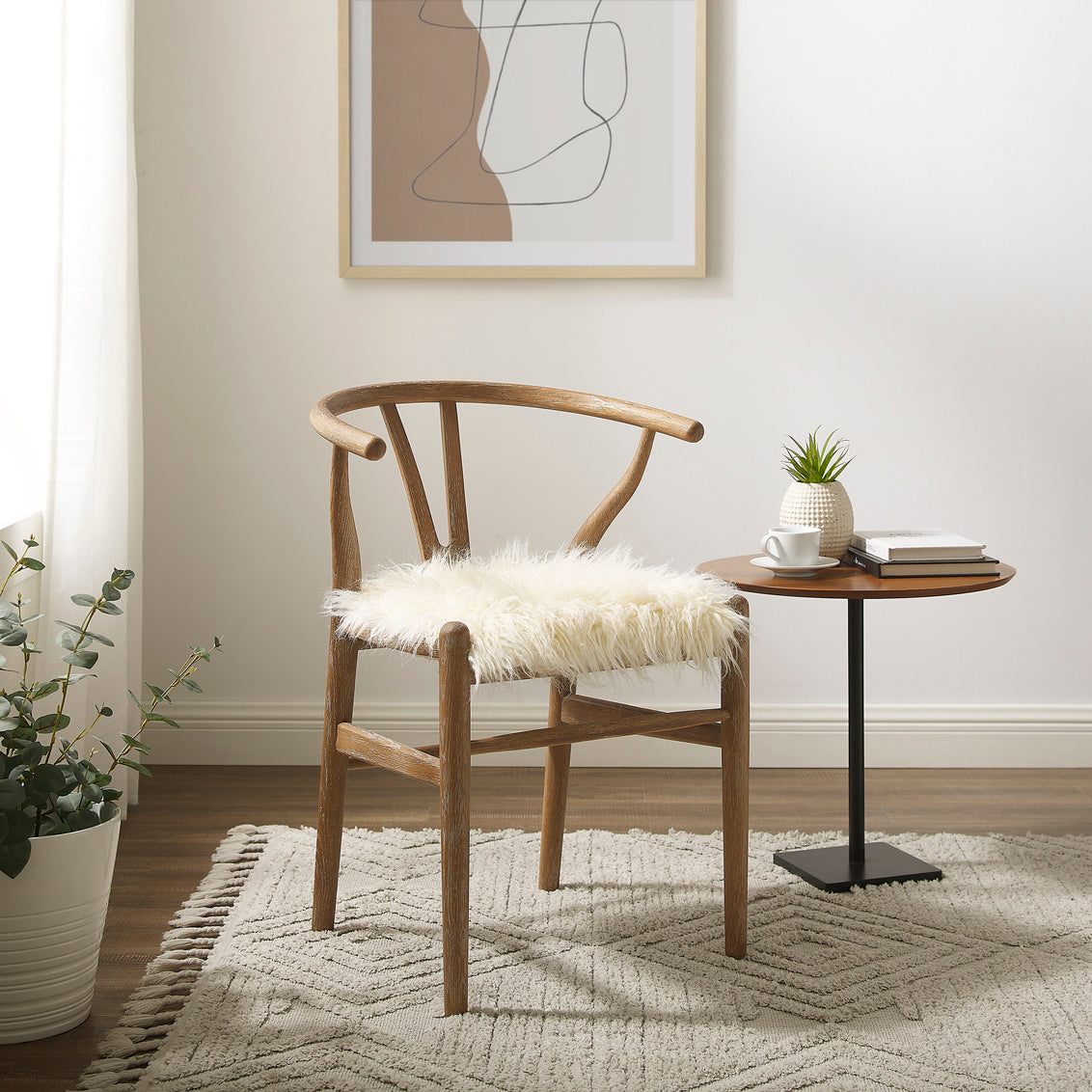 fur wishbone chair