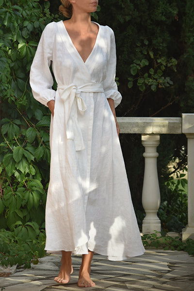 Shop the Cami Angel Sleeve Faux Wrap Dress White