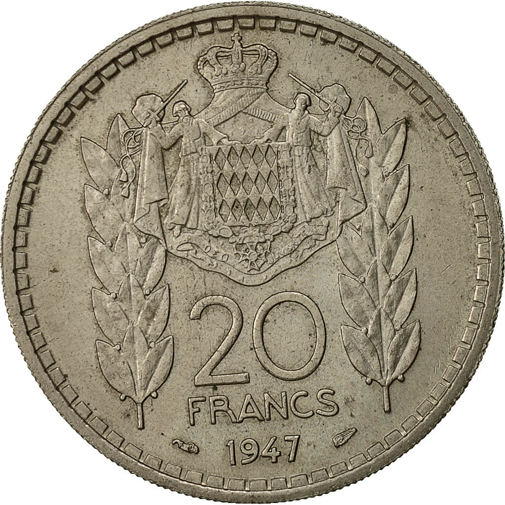 [#523471] Monaco, Louis II, 20 Francs, Vingt, 1947, Poissy, EF(4045