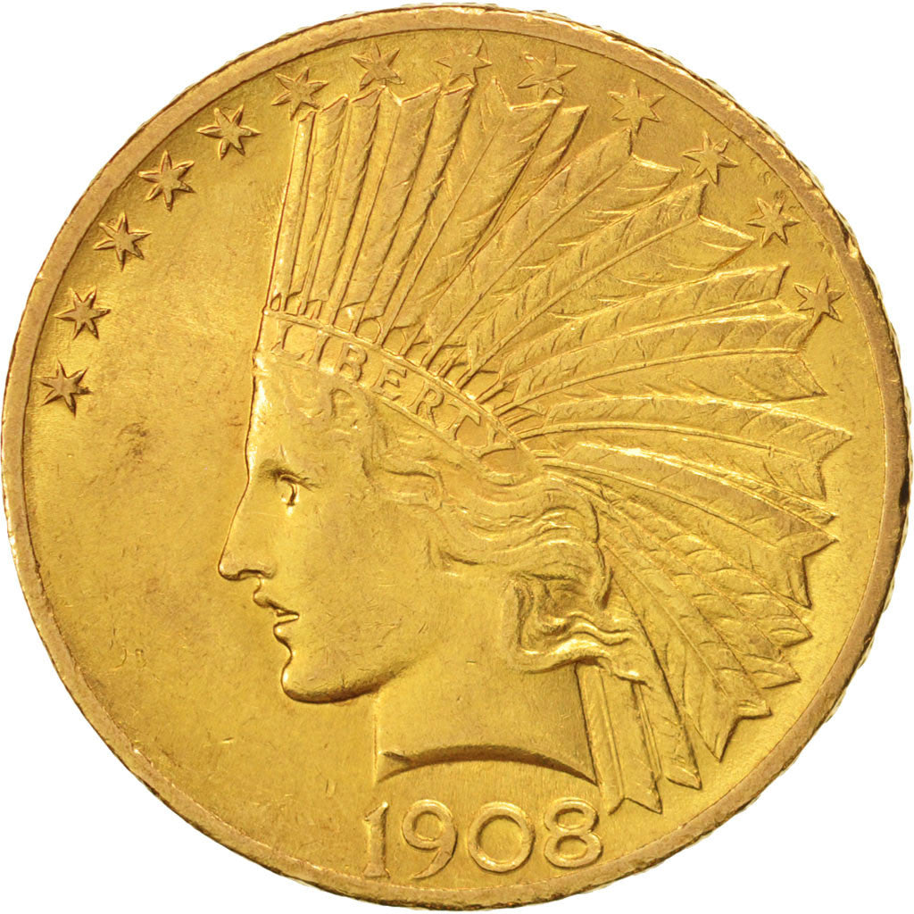[#450117] États-Unis, Indian Head, $10, Eagle, 1908, Philadelphia, SUP, Or, KM