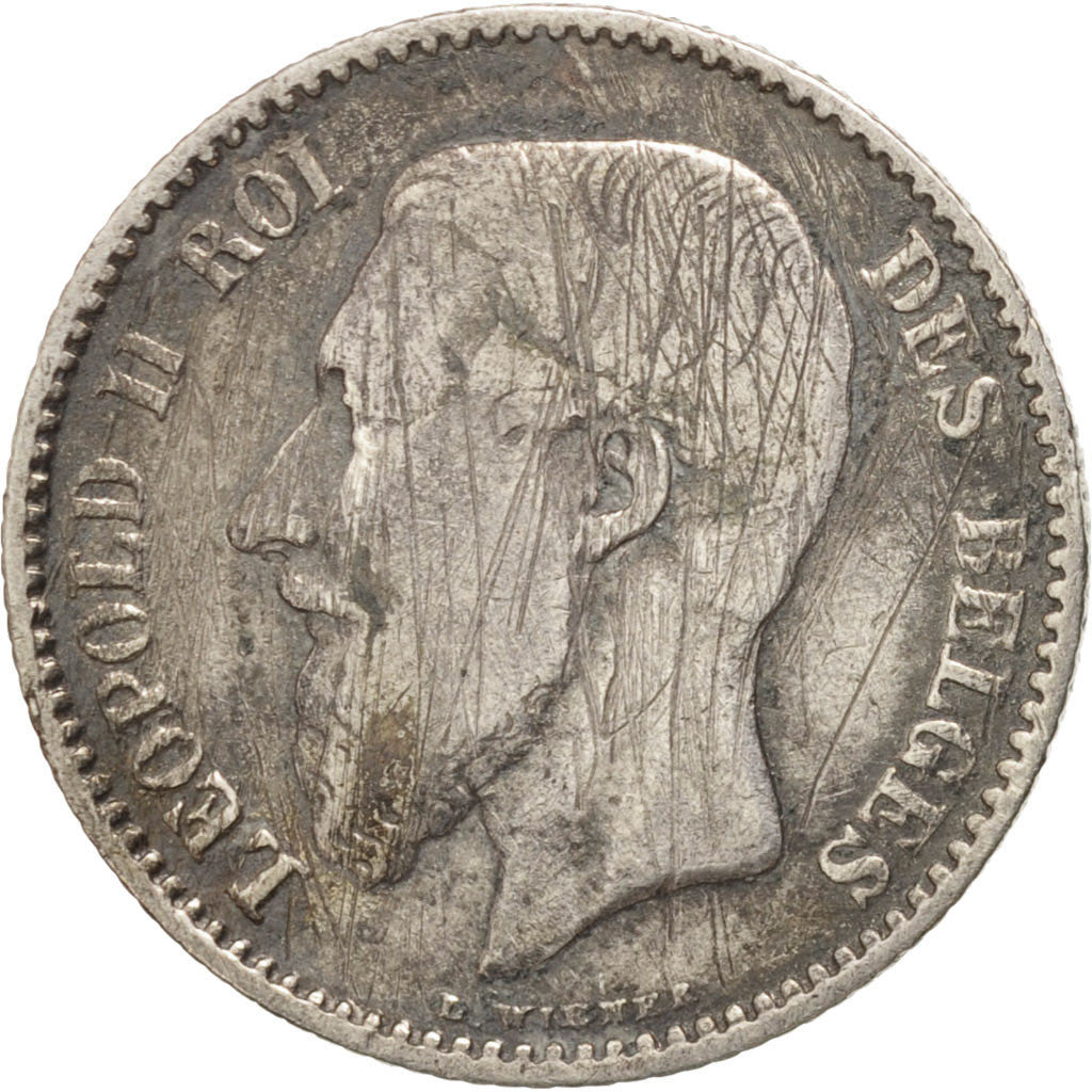 [#405727] Belgique, Leopold II, Franc, 1886, B+, Argent, KM:28.2