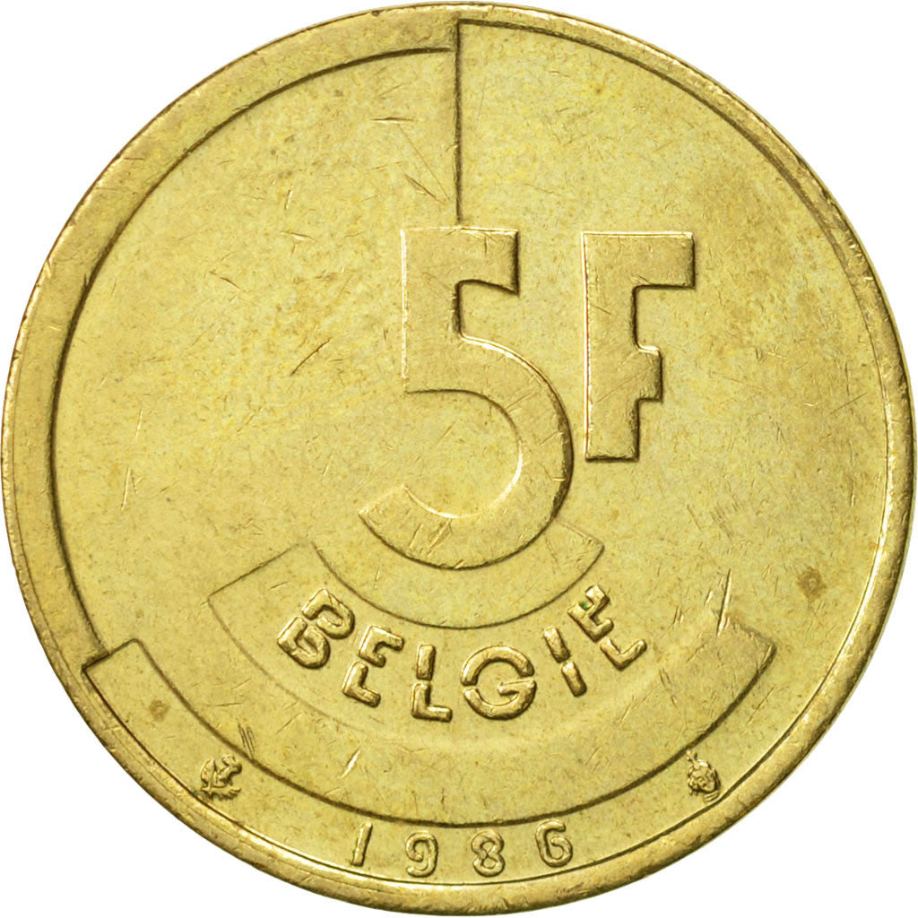 468262 Belgium 5 Francs 5 Frank 1986 Ef40 45 Brass Or