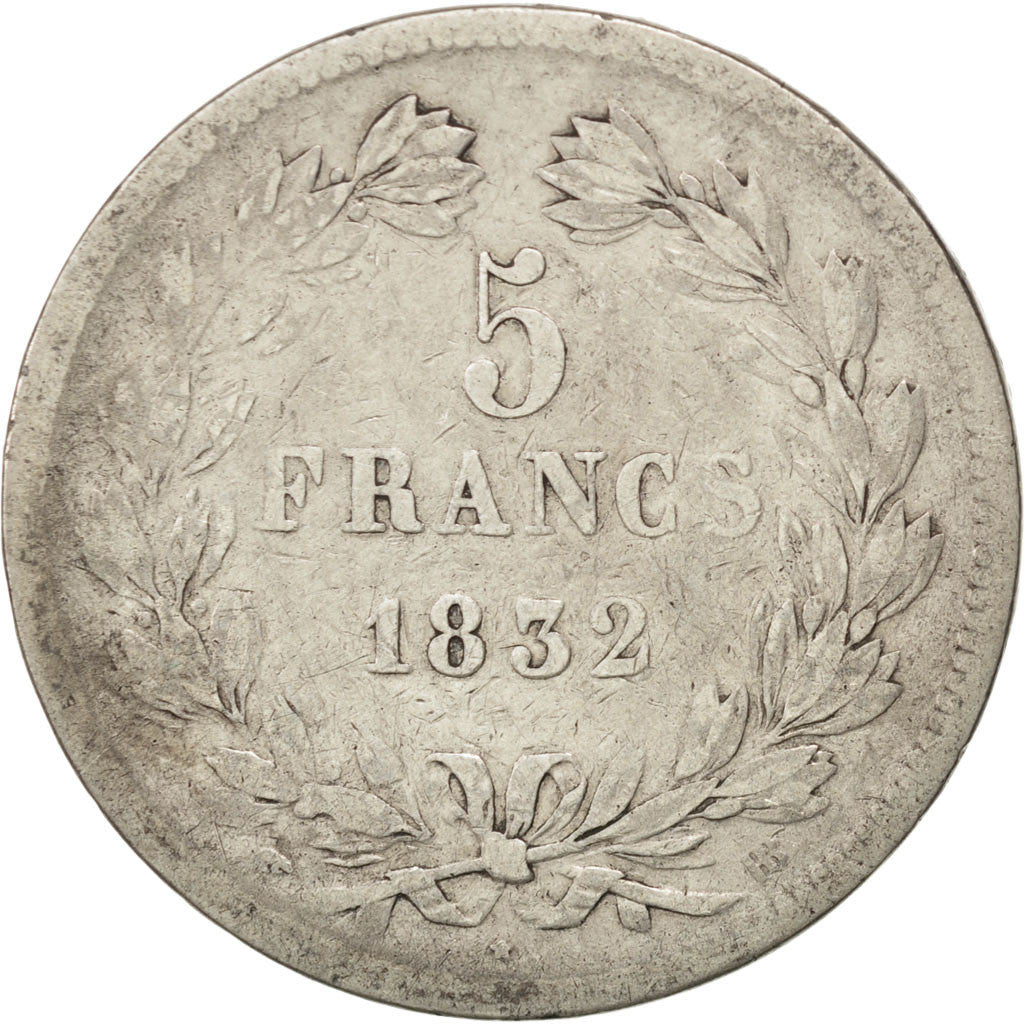 [#36353] Louis-Philippe I, 5 Francs tête laurée, 1832 BB, Strasbourg, Gadoury
