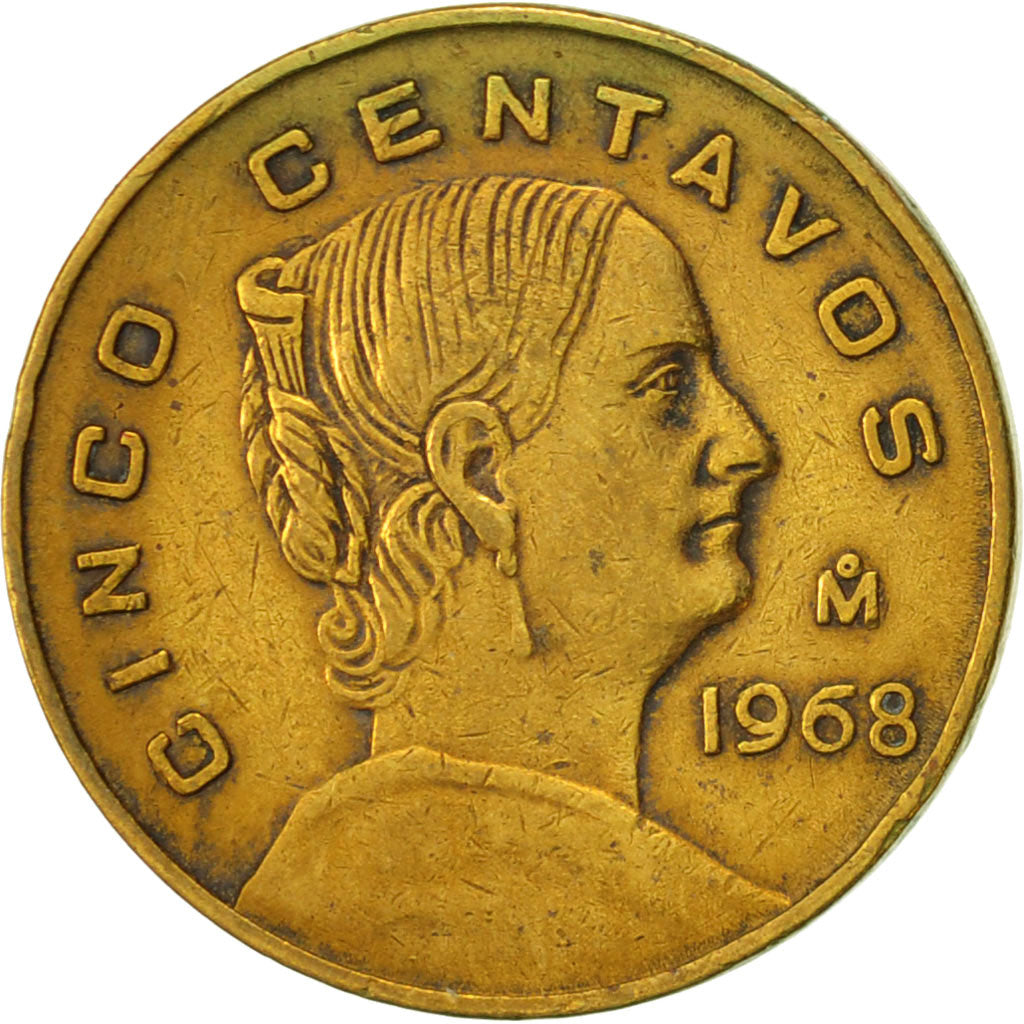 [#423563] Mexico, 5 Centavos, 1968, Mexico City, EF(40-45), Brass, KM ...