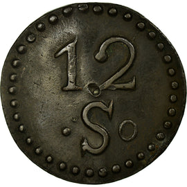 Coin, France, 12 Sous, EF(40-45), Bronze