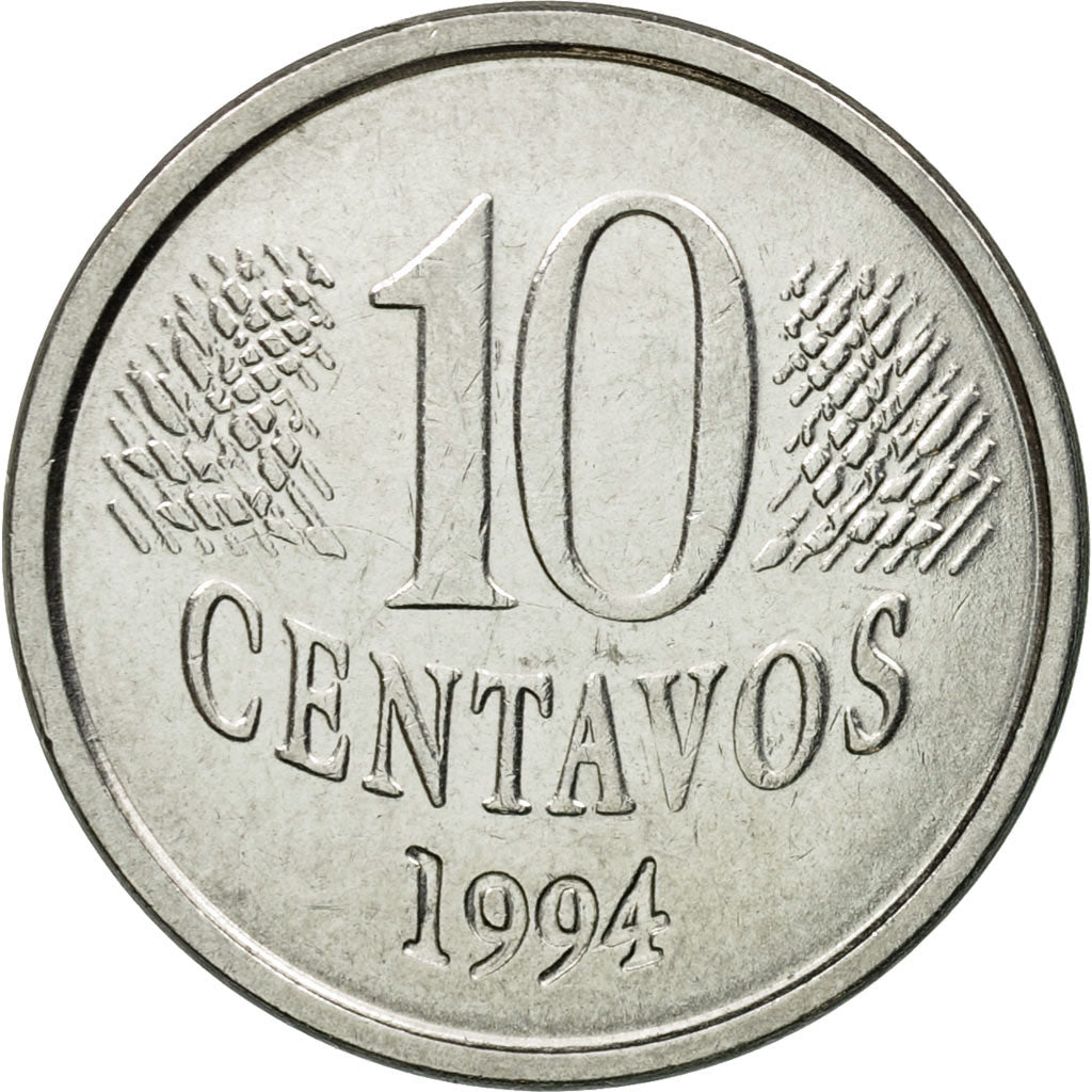 [#438874] Coin, Brazil, 10 Centavos, 1994, EF(40-45), Stainless Steel ...