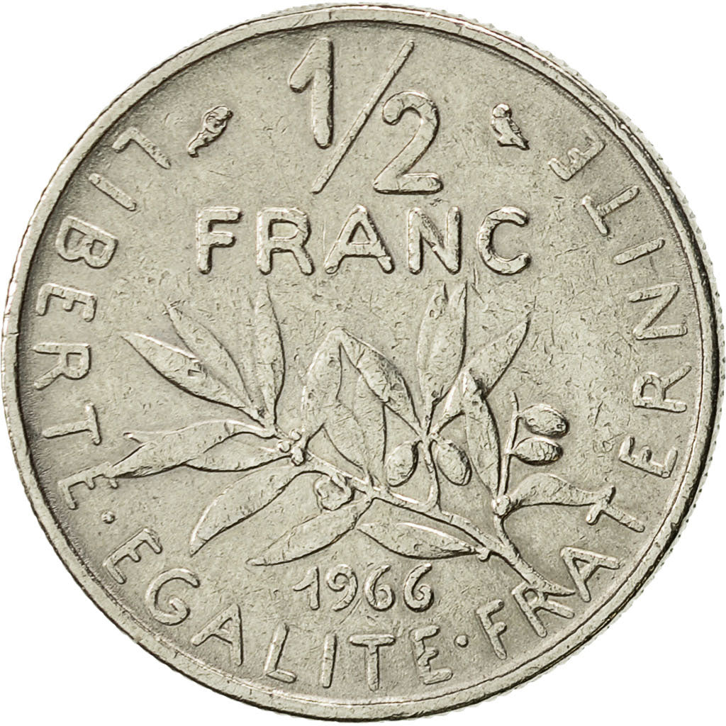 [#521369] France, Semeuse, 1/2 Franc, 1966, Paris, AU(5053), Nickel