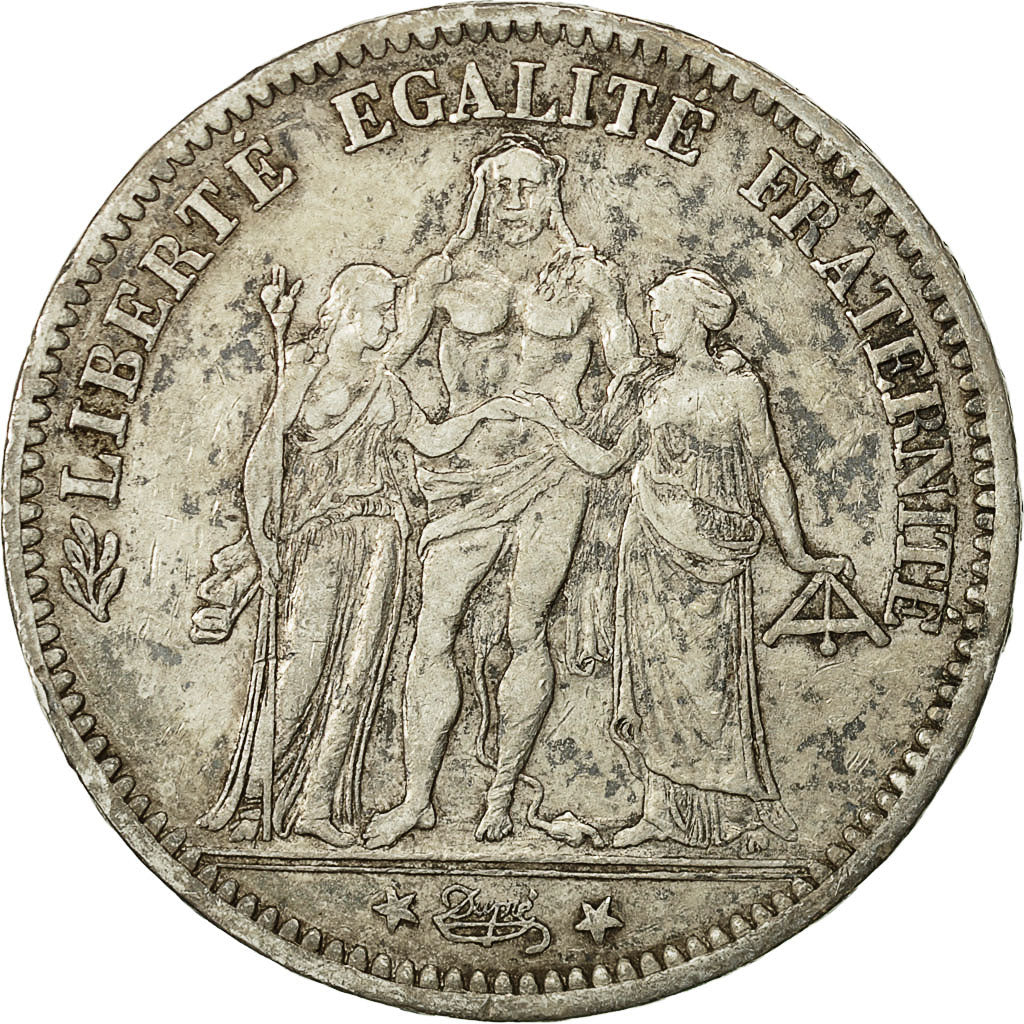 454644 Coin France Hercule 5 Francs 1876 Bordeaux Ef40 45