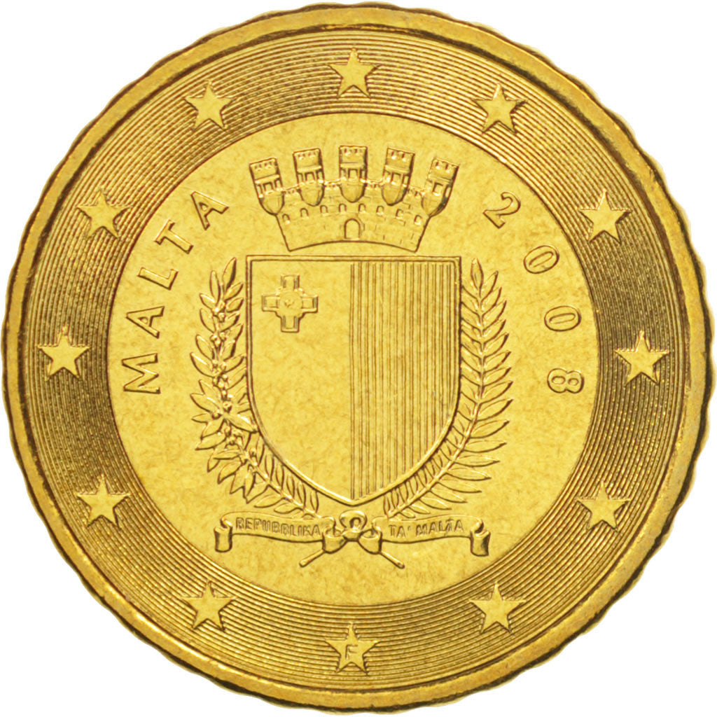 [#504438] Malte, 10 Euro Cent, 2008, SPL+, Brass, KM:128
