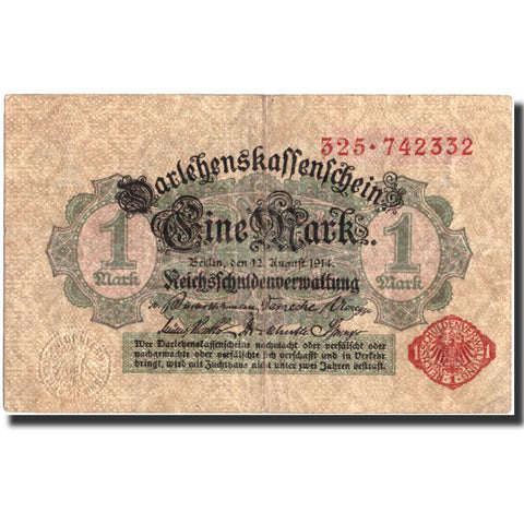 Germany 5 Mark Banknote, 1914-08-05, KM:47c F(12-15)