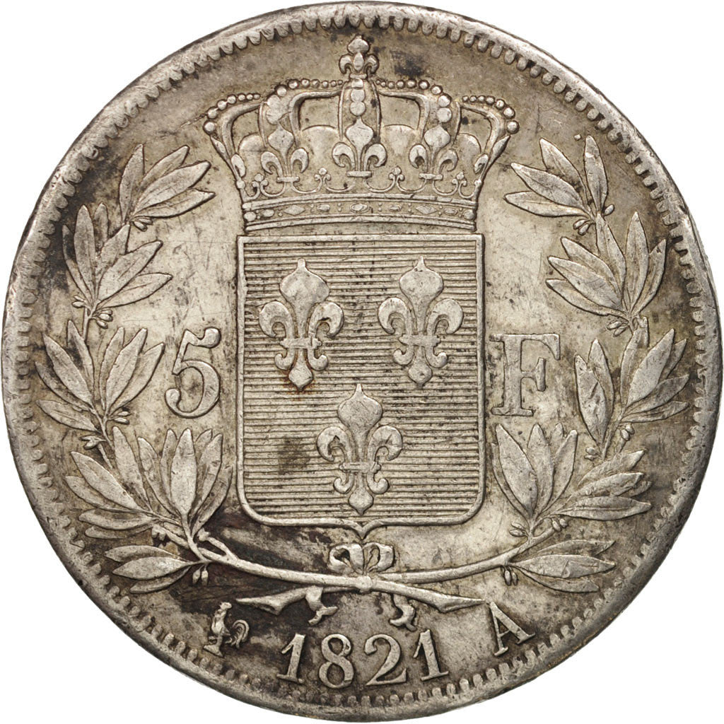 [#503620] France, Louis XVIII, 5 Francs, 1821, Paris, TTB+, Argent, KM:711.1