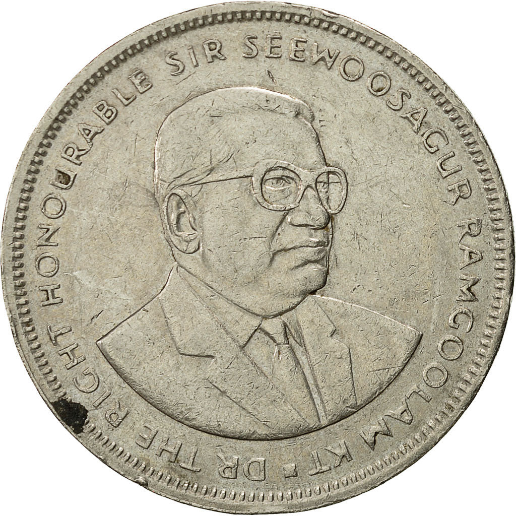 [#521390] Mauritius, 5 Rupees, 1991, EF(40-45), Copper ...