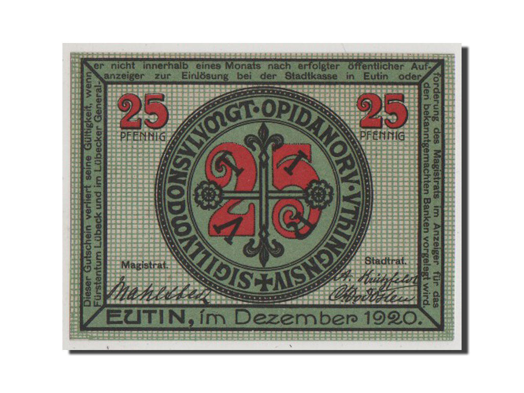 353275] Germany, Eutin Stadt, 25 Pfennig, 1920, 1920-12-01, UNC(65-70), Mehl eBay