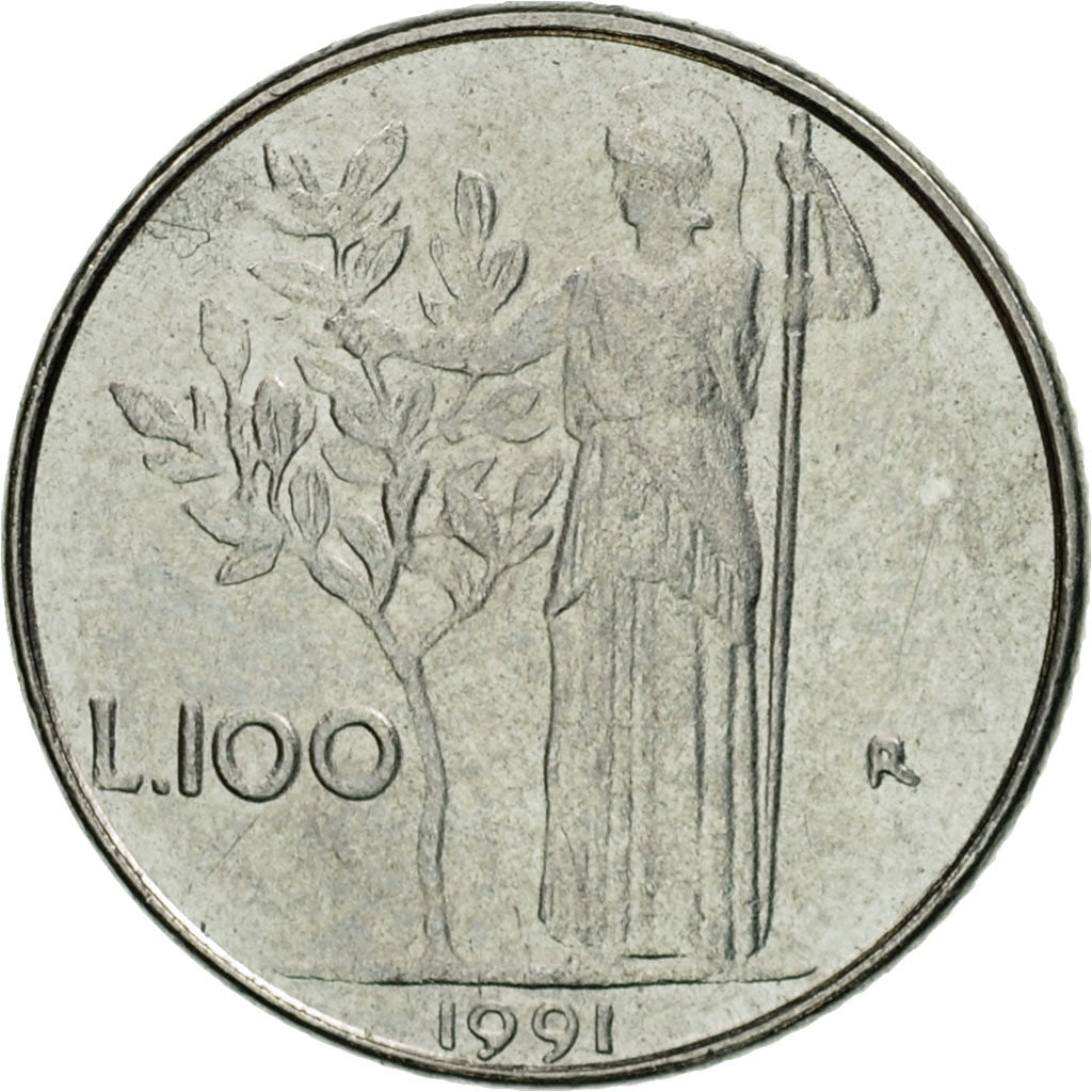 [#439327] Coin, Italy, 100 Lire, 1991, Rome, AU(55-58), Stainless Steel