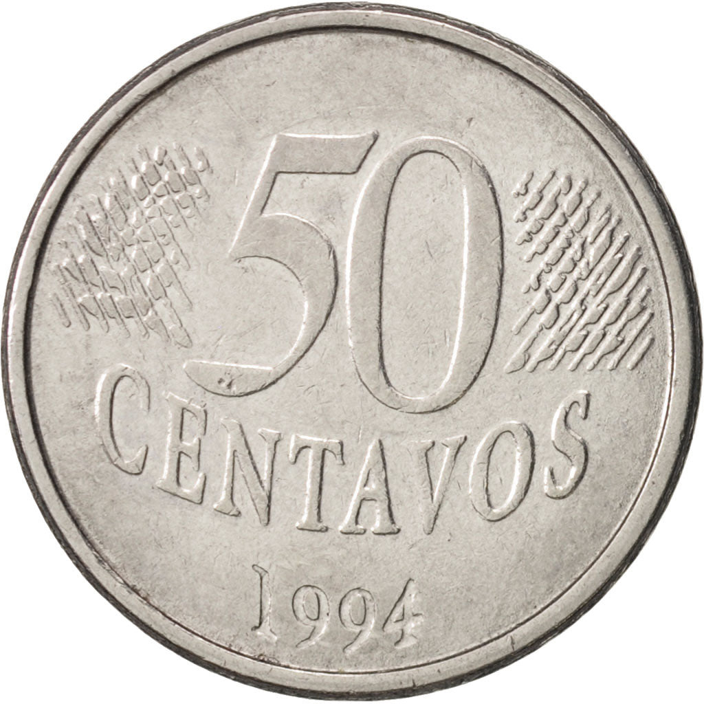 [#450550] Coin, Brazil, 50 Centavos, 1994, AU(50-53), Stainless Steel ...
