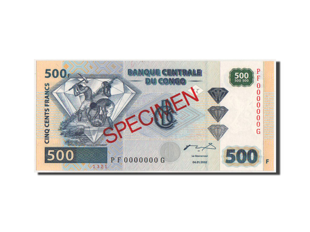[#460084] Congo, 500 Francs, 04.01.2002, SPECIMEN, KM:96s, NEUF